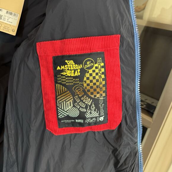 Scotch & Soda Rhythm Blue Insulated Hood Zip Puffer Jacket Mid Length Coat M NEW - Picture 6 of 7